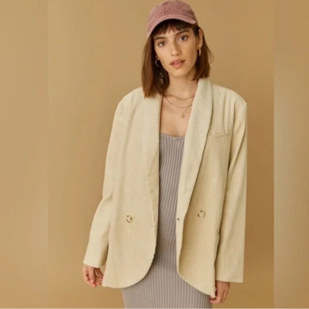 French Mauve Noreen Corduroy Blazer Beige Size XS